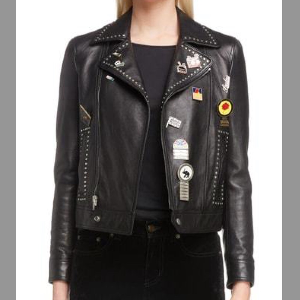 Saint Laurent Paris Studded Leather Motorcycle Jacket (Made in Italy)